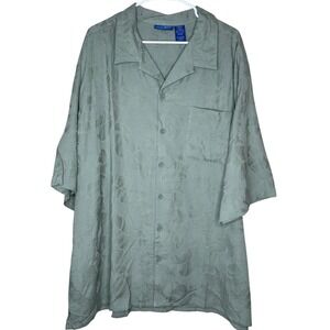 OP‎ NWT Y2K Men's XXL/XXG Camp Shirt Sage Green Tropical Rayon Cotton Blend